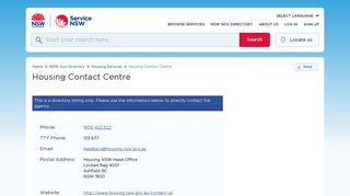 Housing Contact Centre | Service NSW