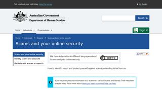Scams and your online security - Australian Government Department ...