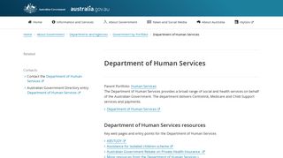 Department of Human Services | australia.gov.au