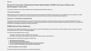 Privacy for Consumers at Department Stores National Bank - Citibank