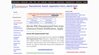 Kerala PSC Departmental Test 2019 (January) Exam Notification, Apply