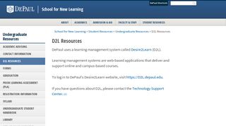 D2L Resources - School for New Learning - DePaul University
