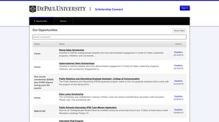 Our Opportunities - DePaul University Scholarship Application
