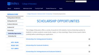 Scholarships - DePaul's College Of Education - DePaul University