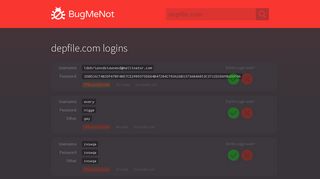 depfile.com passwords - BugMeNot