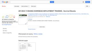 AR 350-9 11/08/2004 OVERSEAS DEPLOYMENT TRAINING , Survival Ebooks