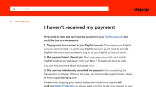 I haven't received my payment – Depop help