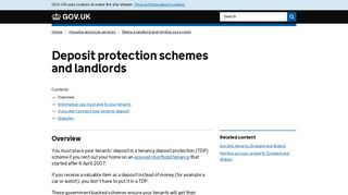 Deposit protection schemes and landlords - GOV.UK