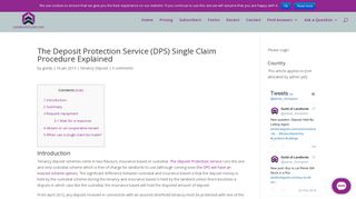 The Deposit Protection Service (DPS) Single Claim Procedure ...