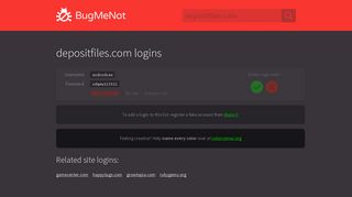 depositfiles.com passwords - BugMeNot