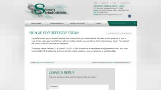 Sign Up For Deposzip Today | Stewart's Federal Credit Union