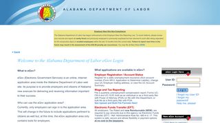 the Alabama Department of Labor eGov Login