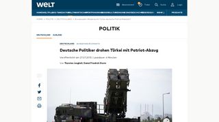 Bundeswehr: Missbraucht Türkei deutsche Patriot-Raketen? - WELT