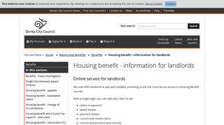 Housing benefit - information for landlords | Derby City Council