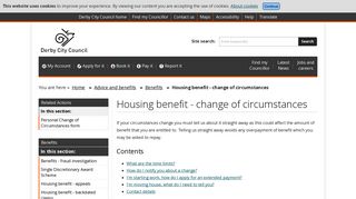 Housing benefit - change of circumstances | Derby City Council