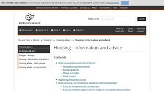 Housing - information and advice | Derby City Council