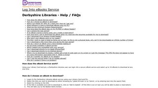 Derbyshire Libraries eBooks - Help / FAQ's
