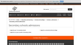 Secondary schools admissions | Derby City Council