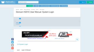 System Login - Dericam H201C User Manual [Page 10] - ManualsLib