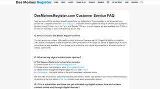 DesMoinesRegister.com Customer Service FAQ | Des Moines Register