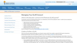 Managing Your ELAR Account - Office of Educator Licensure