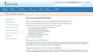 How to Use the ELAR Portal - Office of Educator Licensure