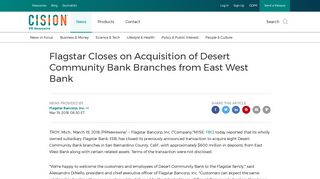 Flagstar Closes on Acquisition of Desert Community Bank Branches ...