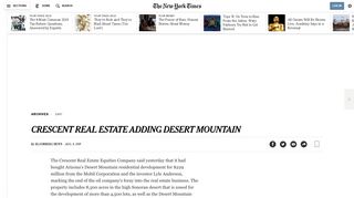 CRESCENT REAL ESTATE ADDING DESERT MOUNTAIN - The New ...