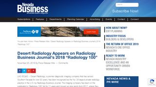 Desert Radiology Appears on Radiology Business Journal's 2018 ...
