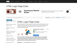 HTML Login Page Code - RoseIndia