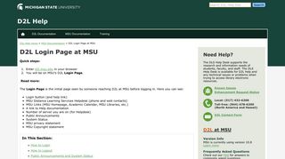 MSU D2L Help | D2L Login Page at MSU - Michigan State University