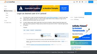Login as desired user id in Laravel - Stack Overflow