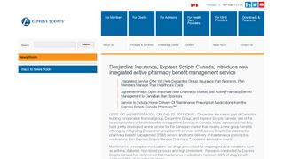 Desjardins Insurance, Express Scripts Canada, introduce new ...