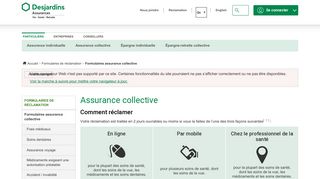 Réclamation d'assurance collective - DSF - Desjardins Assurance vie