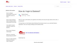 How do I login to Deskera? – Deskera Help Centre