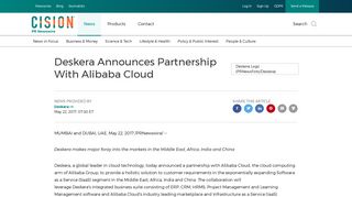 Deskera Announces Partnership With Alibaba Cloud - PR Newswire