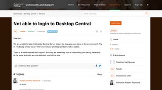 Community | Not able to login to Desktop Central