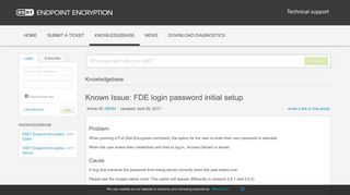 Known Issue: FDE login password initial setup - DESlock+ Support