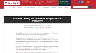 Earn free Destiny loot in the new Bungie Rewards programme - VG247