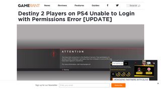 Destiny 2 Players on PS4 Unable to Login with Permissions Error ...