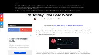 Fix: Destiny Error Code Weasel - Appuals.com