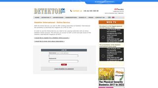 DETEKTOR International - Online service: log in