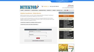 DETEKTOR Scandinavia - Online service: log in