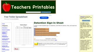Detention Sign-in Sheet - Teachers Printables