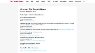 Contact The Detroit News | Detroit News