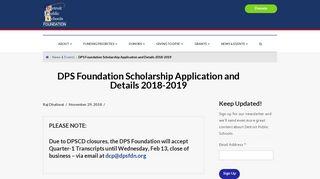 DPS Foundation Scholarship Application and Details 2018-2019 ...