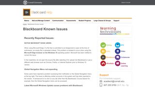 Blackboard Known Issues | Blackboard Help