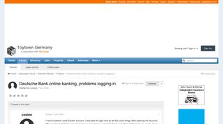 Deutsche Bank online banking, problems logging in - Finance ...