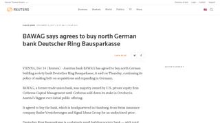 BAWAG says agrees to buy north German bank Deutscher Ring ...