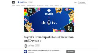 MyBit's Roundup of Status Hackathon/Devcon 4 – MyBit – Medium